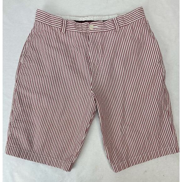 Brooks Brothers Other - Brooks Brothers Seersucker Shorts Boys Pinstripe Size 18 Cotton Burgundy 10"